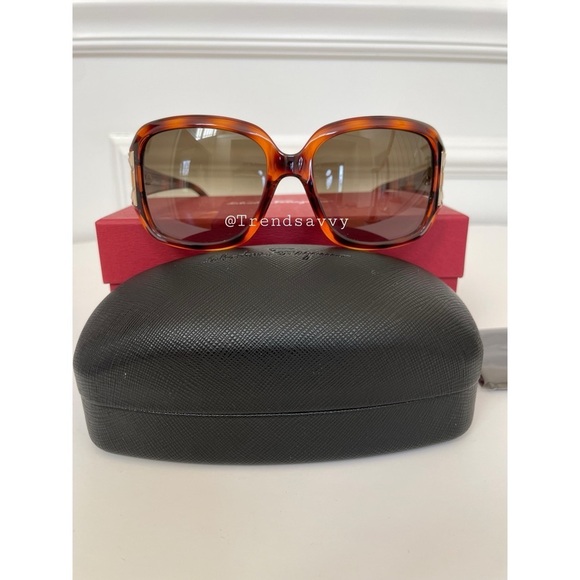 Salvatore Ferragamo Brown Gradient Rectangular Sunglasses 55mm NWT main image 12
